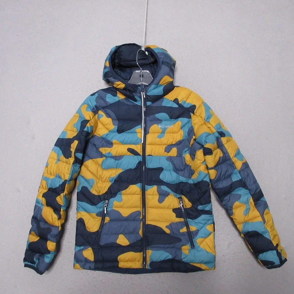 Columbia Jacket Large Unisex Camo‎ Blue Yellow Omni Heat Reflective Technology